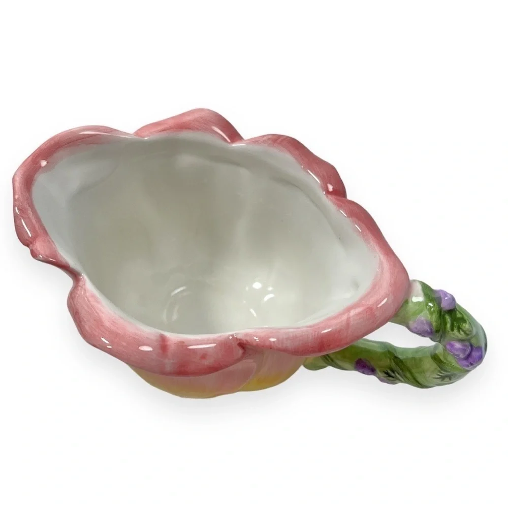 Charter Club Home Wild Flowers Creamer Sugar Bowl Lid Pink‎ Yellow Hand Painted